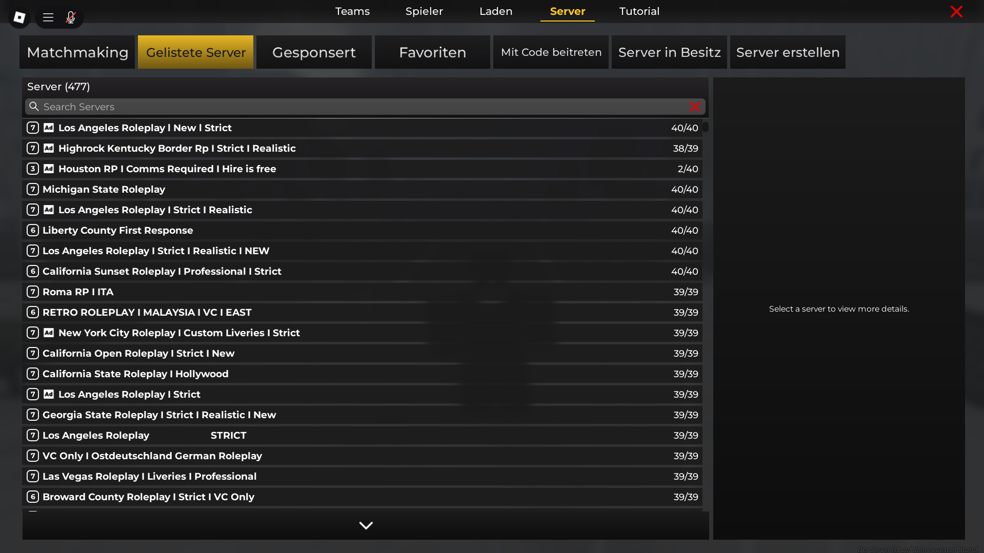 Server Liste